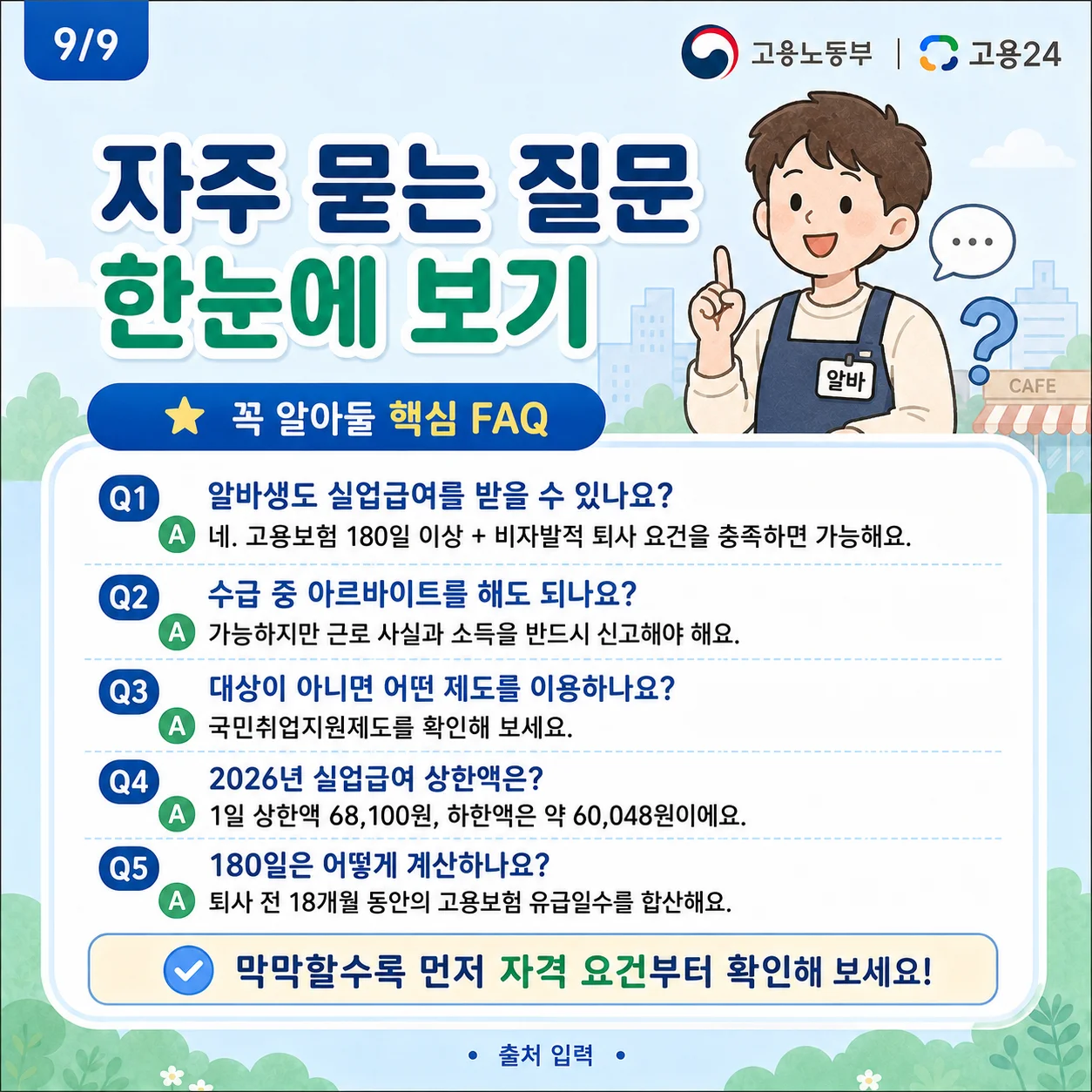 알바생 실업급여 관련 자주 묻는 질문과 답변 요약