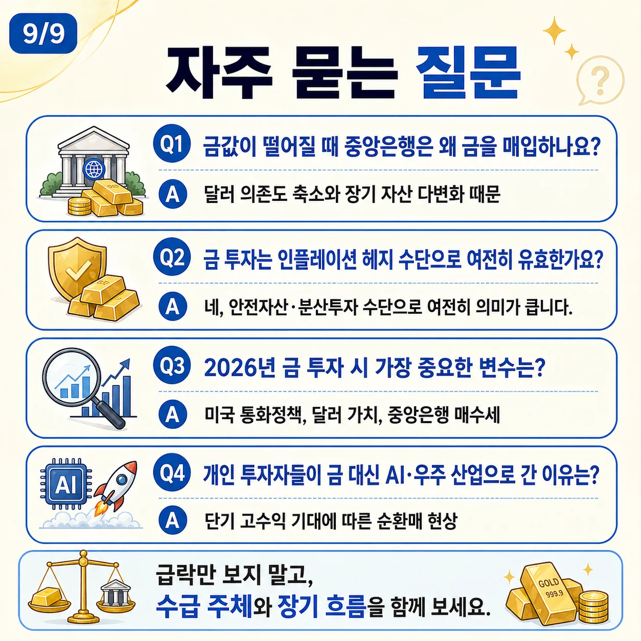 금값 하락 시 중앙은행 매입 이유와 금 투자의 유효성에 대한 자주 묻는 질문과 답변